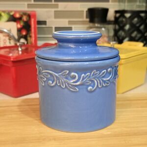 Butter Bell Crock Pottery‎ Embossed Vine 4" French Butter Keeper Dish France